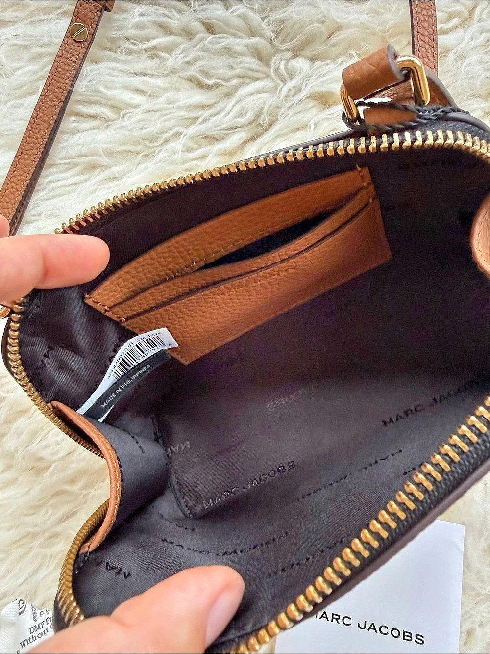Marc Jacobs Mini Pebbled Leather Crossbody Bag Whiskey Brown NWT - Picture 7 of 9